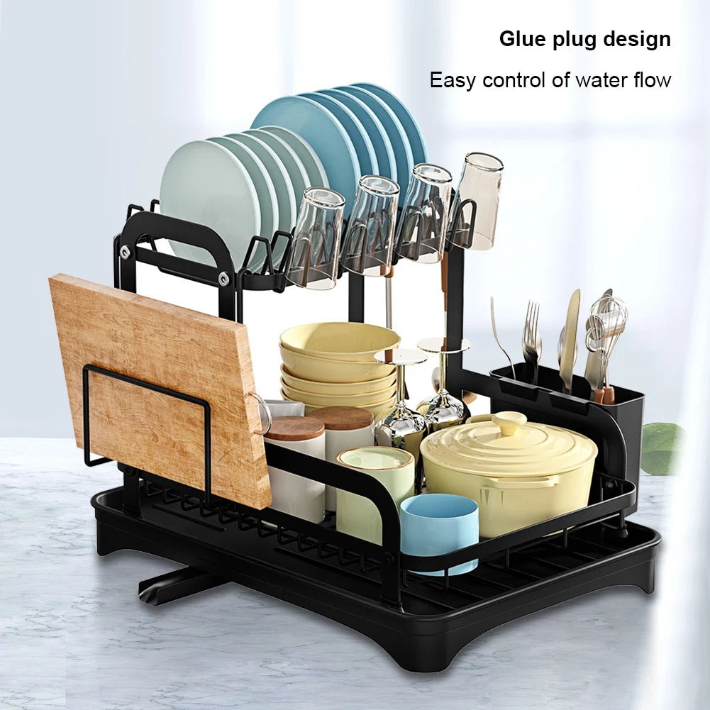 Kitchen Dish Drying Rack with Drain Basket Countertop