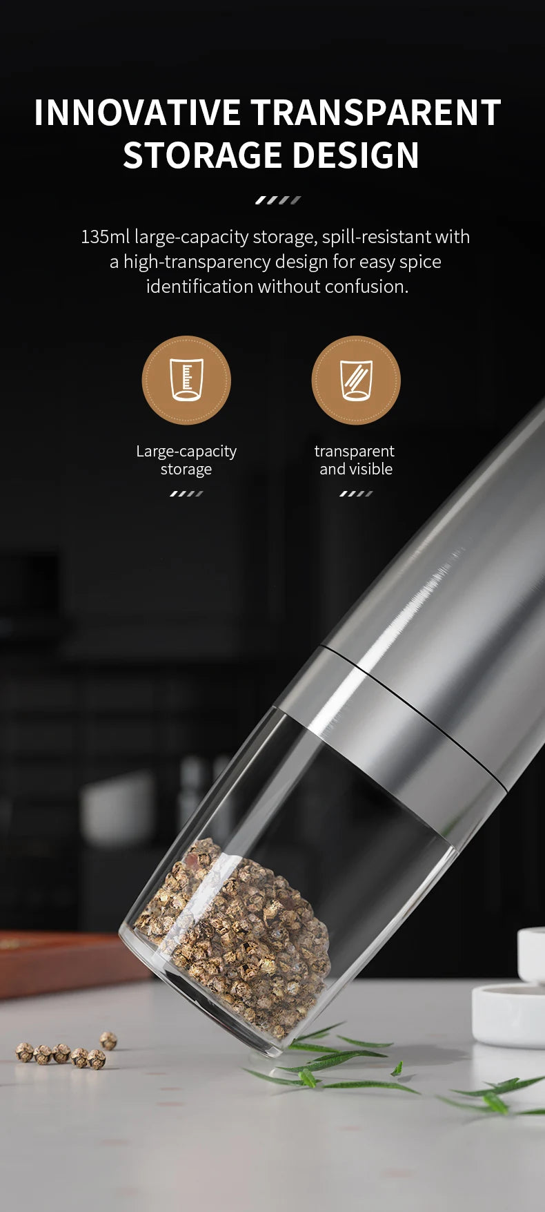 Electric automatic salt and pepper grinder
