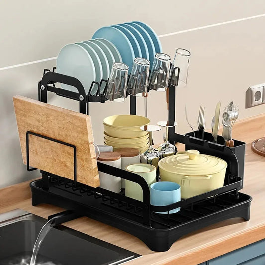 Kitchen Dish Drying Rack with Drain Basket Countertop