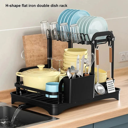 Kitchen Dish Drying Rack with Drain Basket Countertop
