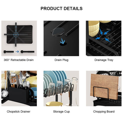 Kitchen Dish Drying Rack with Drain Basket Countertop