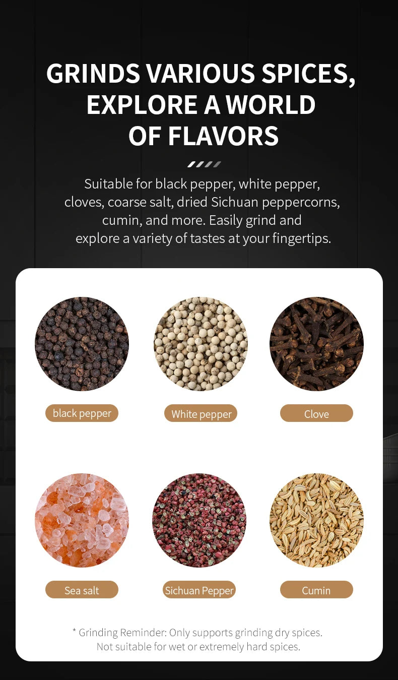Electric automatic salt and pepper grinder