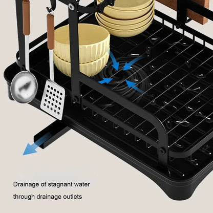 Kitchen Dish Drying Rack with Drain Basket Countertop