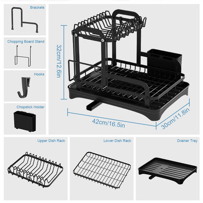 Kitchen Dish Drying Rack with Drain Basket Countertop