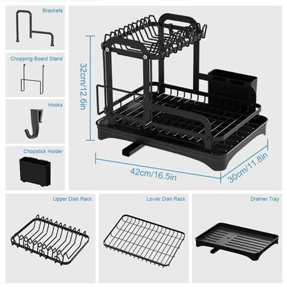 Kitchen Dish Drying Rack with Drain Basket Countertop